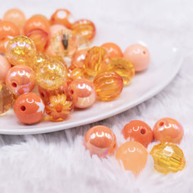 16mm Orange Acrylic Bubblegum Bead Mix