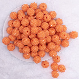16mm Neon Orange with Clear Rhinestone Bubblegum Beads