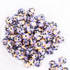 top view of a pile of 16mm Orange, Purple and Black Confetti Rhinestone Bubblegum Beads