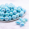 front view of a pile of 16mm Pastel Blue Solid AB Bubblegum Beads