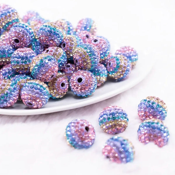 front view of a pile of 16mm Pastel Rhinestone  luxury bead