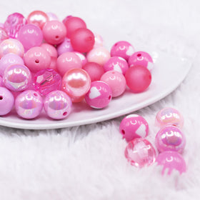 16mm Pink Acrylic Bubblegum Bead Mix