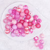 top view of a pile of 16mm Pink Acrylic Bubblegum Bead Mix