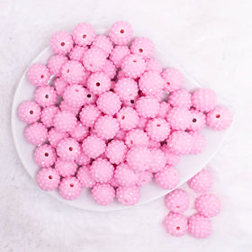 16mm Pink on Pink Rhinestone Bubblegum Beads