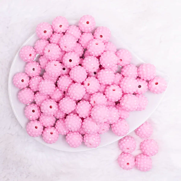 top view of a pile of 16mm Pink on Pink Rhinestone Bubblegum Beads