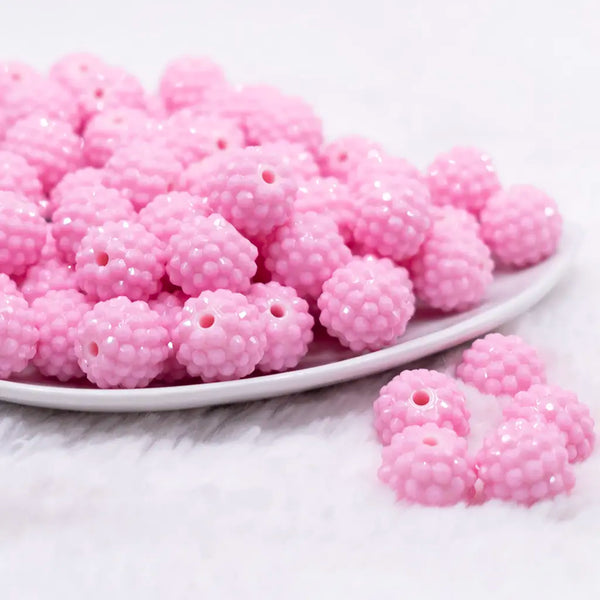 front view of a pile of 16mm Pink on Pink Rhinestone Bubblegum Beads