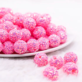16mm Pink Sequin Confetti Bubblegum Beads