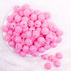top view of a pile of 16mm Pink Sequin Confetti Bubblegum Beads