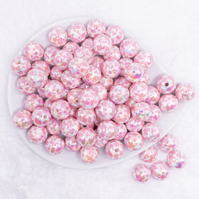 16mm Pink Cow Print with AB finish Bubblegum Beads