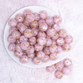 16mm Pink with Gold Flake Acrylic Chunky Bubblegum Beads