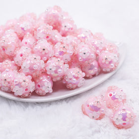 16mm Pink Floral Bliss luxury acrylic beads