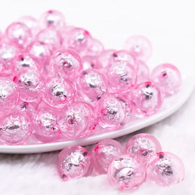 16mm Pink Foil Bubblegum Beads