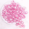 top view of a pile of 16mm Pink Foil Bubblegum Beads