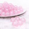 front view of a pile of 16mm Pink Frosted Pumpkin Shaped Bubblegum Bead