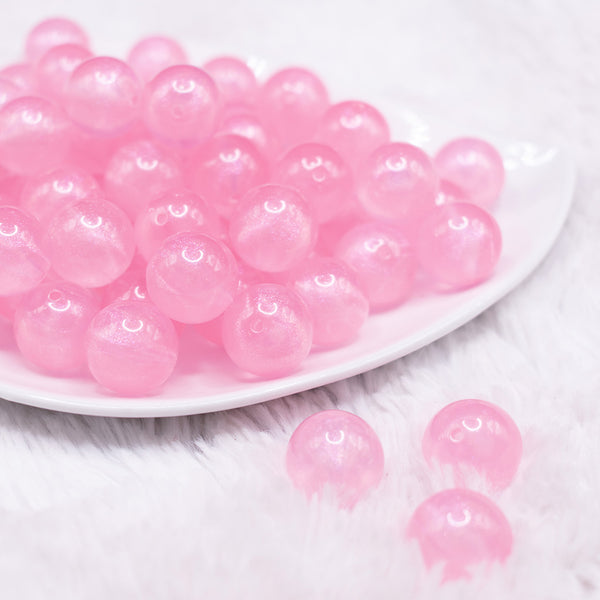 16mm Pink Shimmer Acrylic Bubblegum Beads - 20 Count