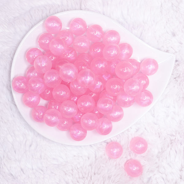 16mm Pink Shimmer Acrylic Bubblegum Beads - 20 Count