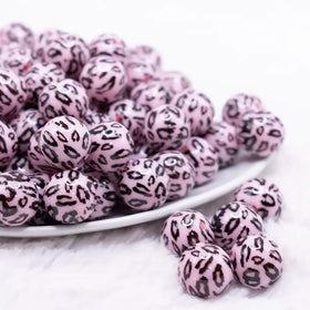 16mm Pink Leopard Print Acrylic Bubblegum Jewelry Beads