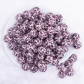 16mm Pink Leopard Print Acrylic Bubblegum Jewelry Beads