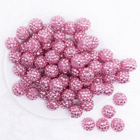 16mm Pink Rhinestone Chunky Bubblegum Jewelry Beads