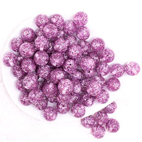 16mm Purple Glitter Twinkle Bubblegum Beads