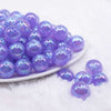 front view of a pile of 16mm Purple Opalescence Bubblegum Bead