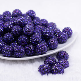 16mm Purple Rhinestone Chunky Bubblegum Jewelry Beads