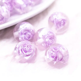 16mm Purple Rose Bubblegum Beads