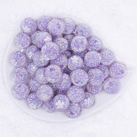 16mm Purple with White Flowers luxury acrylic beads
