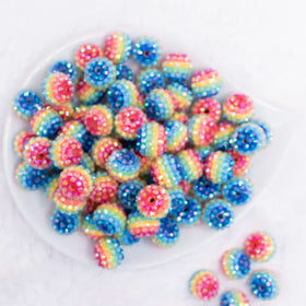 16mm Rainbow Rhinestone AB Bubblegum Beads