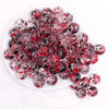 top view of a pile of 16mm Red and Black Splatter Bubblegum Bead