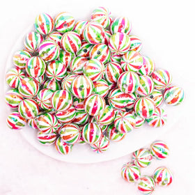 16mm Red and Green Peppermint Bubblegum Beads