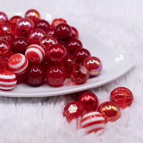 16mm Red Acrylic Bubblegum Bead Mix