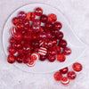 top view of a pile of 16mm Red Acrylic Bubblegum Bead Mix