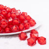 front view of a pile of 16mm Red Transparent Cube with Middle Bubblegum Beads