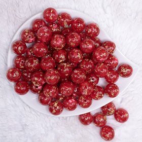 16mm Red with Gold Flake Acrylic Chunky Bubblegum Beads