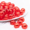 front view of a pile of 16mm Red Foil Bubblegum Beads