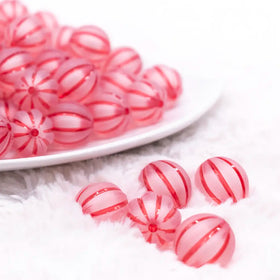 16mm Red Frosted Pumpkin Shaped Bubblegum Bead