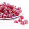 front view of a pile of 16mm Red Rhinestone AB Bubblegum Beads