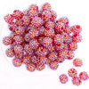 top view of a pile of 16mm Red Rhinestone AB Bubblegum Beads