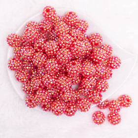 16mm Red Rhinestone Rhinestone AB Bubblegum Beads