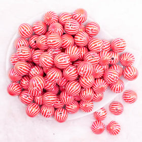 16mm Red Swirl Bubblegum Beads