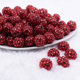 16mm Red Rhinestone Bubblegum Jewelry Beads