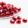 front view of a pile of 16mm Red Reflective bead with White Snowflake Bubblegum Beads