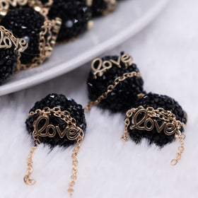 16mm Gold Love on Black luxury acrylic beads