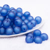 front view of a pile of 16mm Royal Blue Frosted Bubblegum Beads
