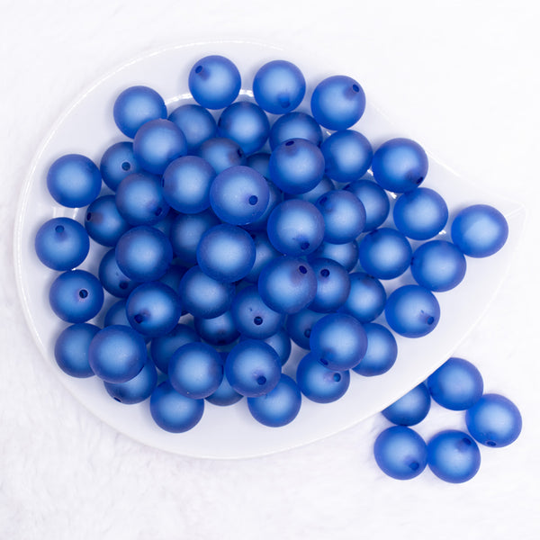 top view of a pile of 16mm Royal Blue Frosted Bubblegum Beads