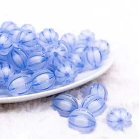 16mm Royal Blue Frosted Pumpkin Shaped Bubblegum Bead