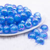 front view of a pile of 16mm Royal Blue Opalescence Bubblegum Bead