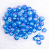 top view of a pile of 16mm Royal Blue Opalescence Bubblegum Bead
