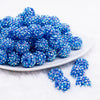 front view of a pile of 16mm Royal Blue Streak Rhinestone AB Bubblegum Beads